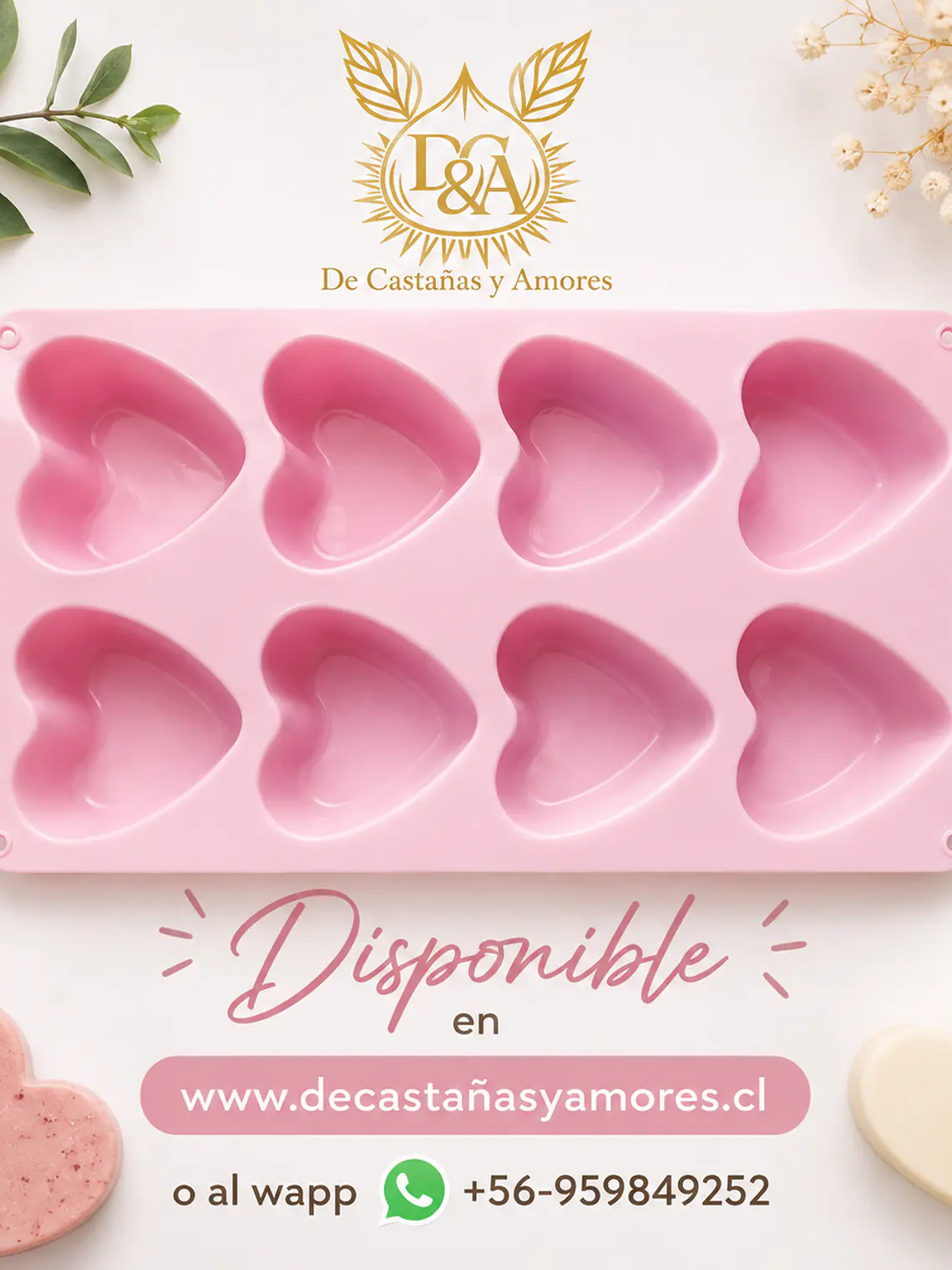 Molde de corazón grande 8 cavidades 1