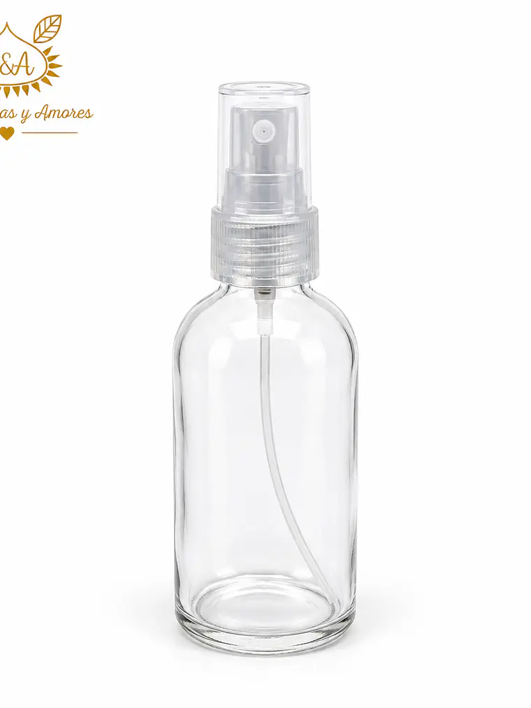Envase vidrio 120 ml tapa spray negra o transparente  1