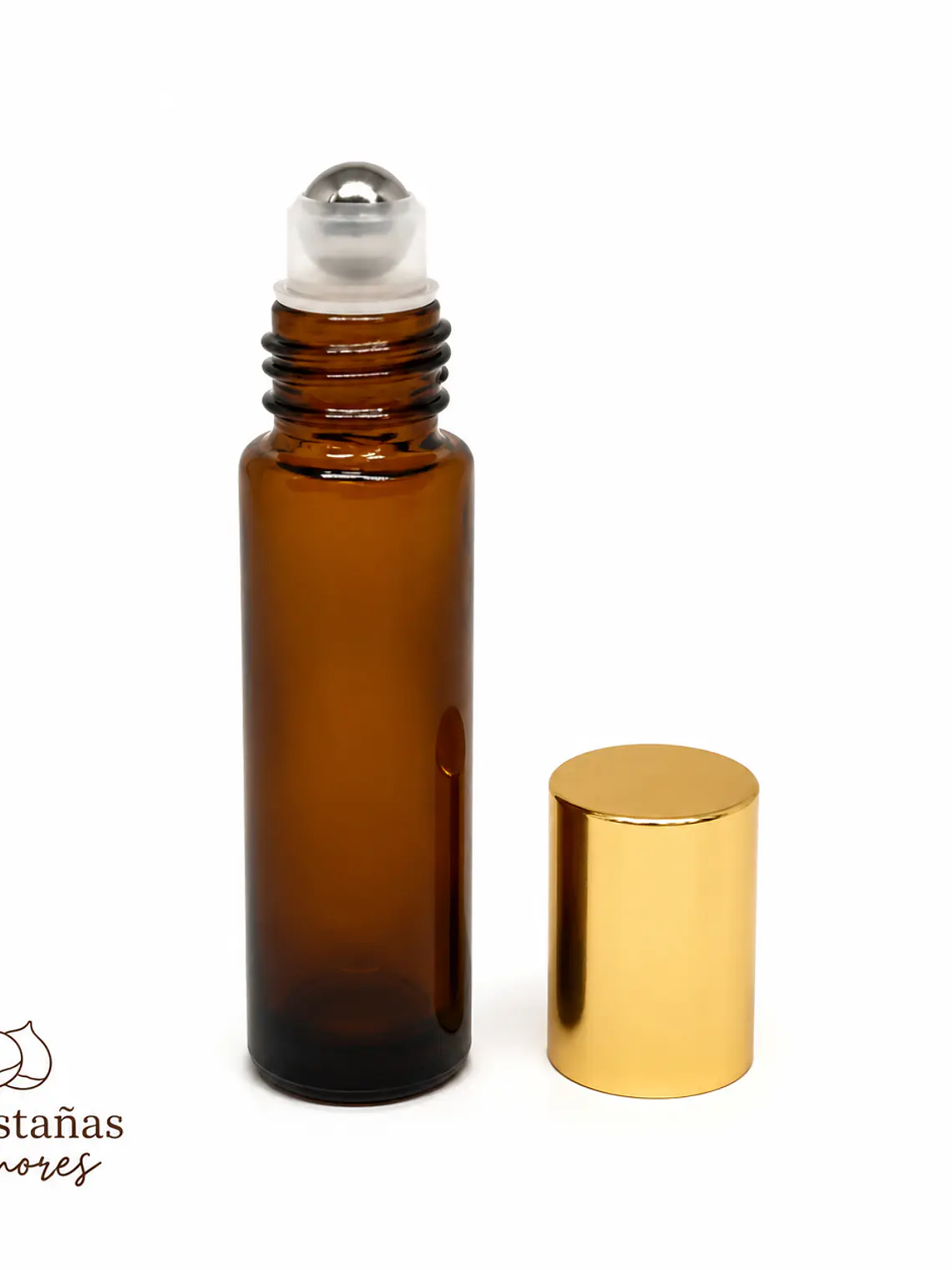 Roll on 10 ml vidrio ámbar grueso tapa dorada  1