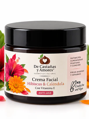 Crema de hibiscus, caléndula con vitamina E anti age