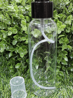 Envase tubular 100 ml transparente tapa spray negra o transparente