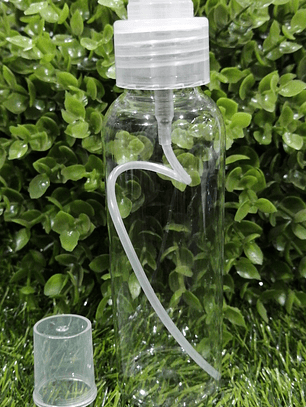Envase tubular 100 ml transparente tapa spray negra o transparente