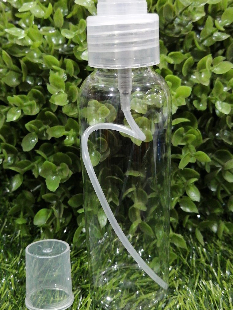 Envase tubular 100 ml transparente tapa spray negra o transparente 1