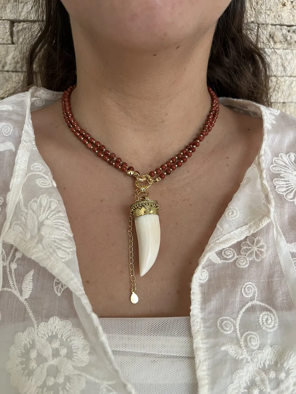 Collar diente de hueso natural 1