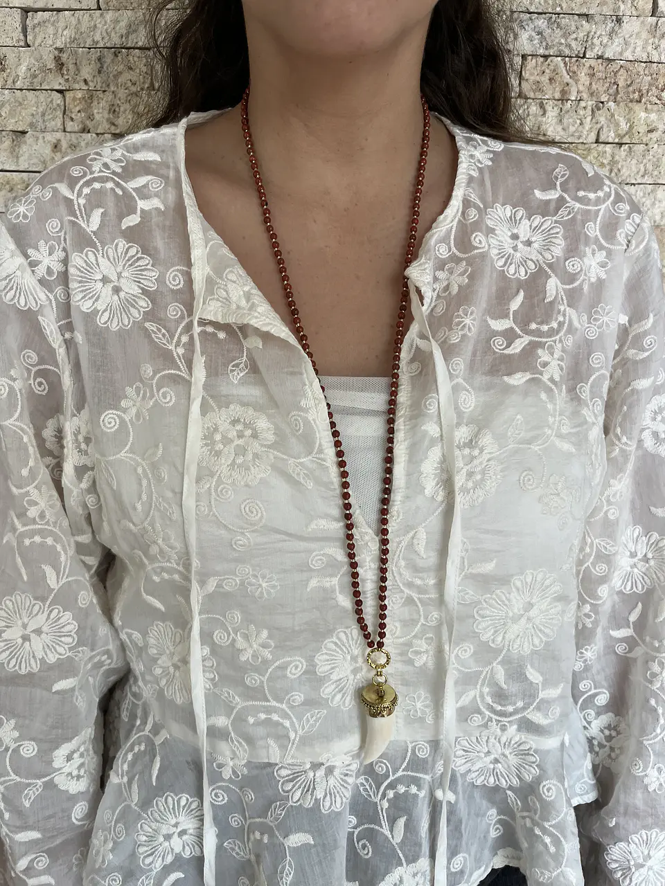 Collar diente de hueso natural 2