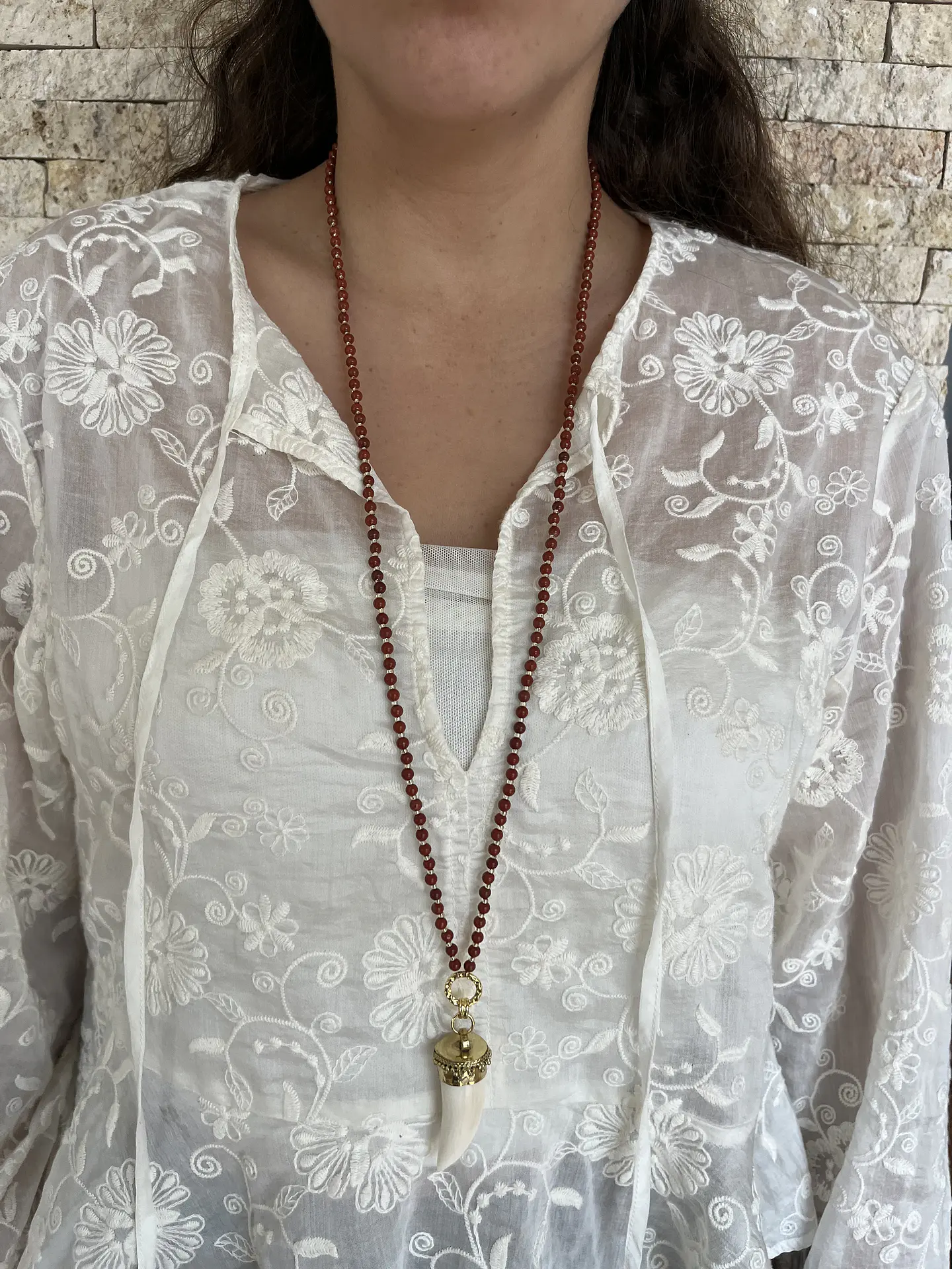Collar diente de hueso natural 3