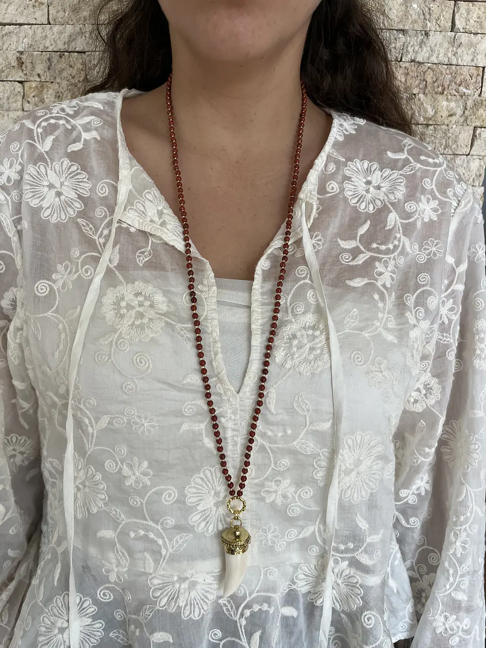 Collar diente de hueso natural 3