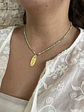 Collar basico de piedra y cruz alargada verde agua - Miniatura 2