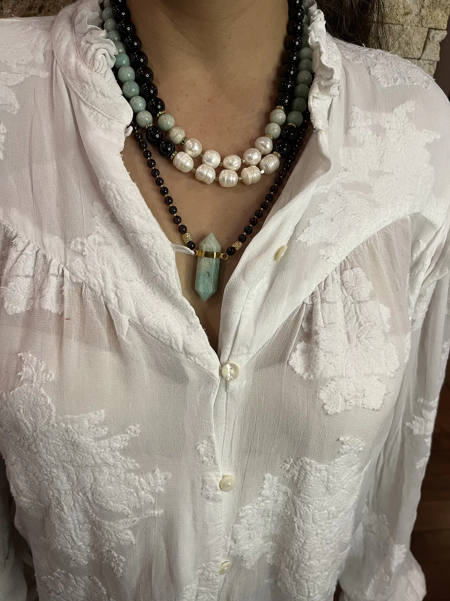 Collar maxi piedras negro 3