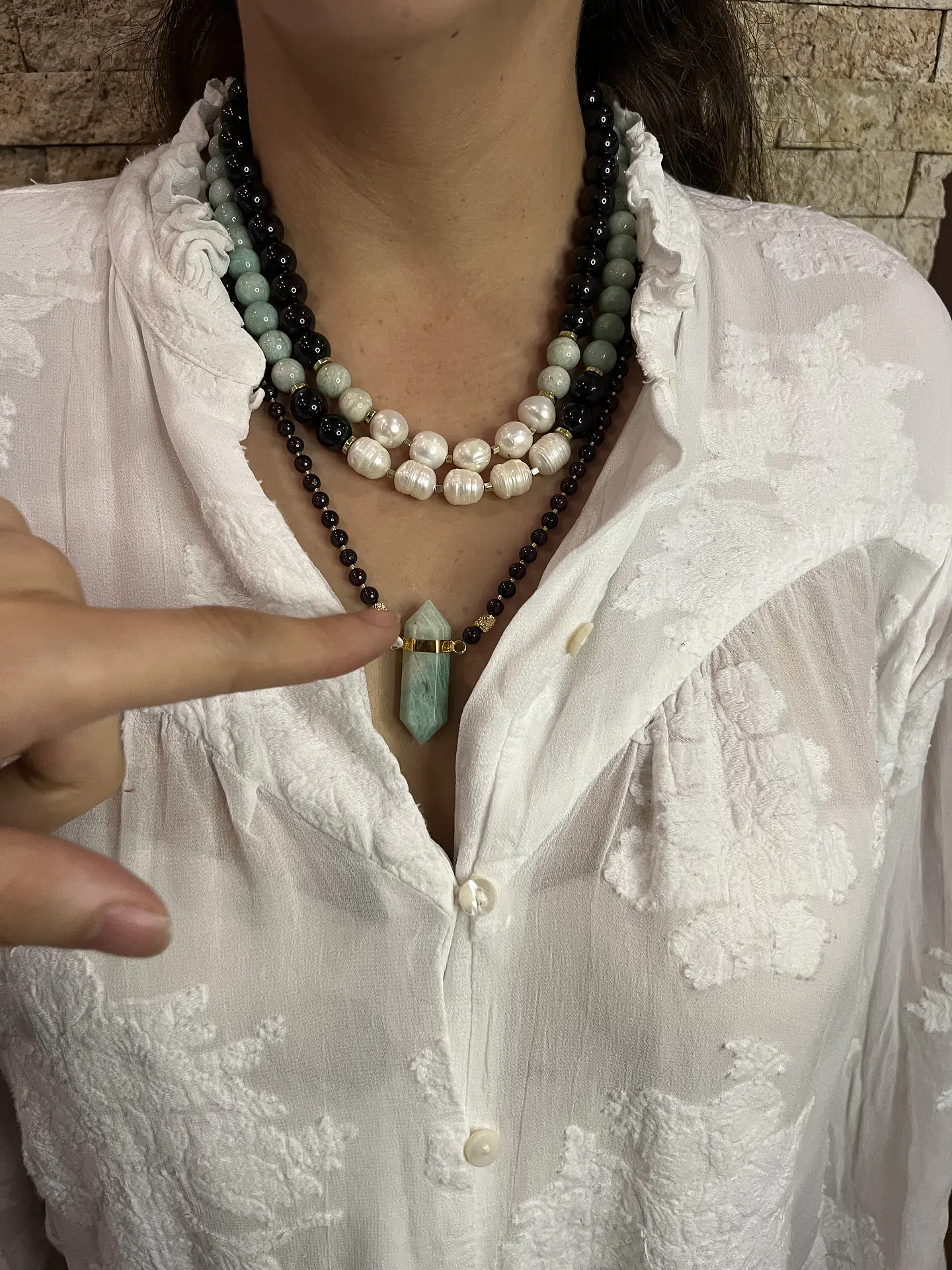 Collar maxi piedras negro 5