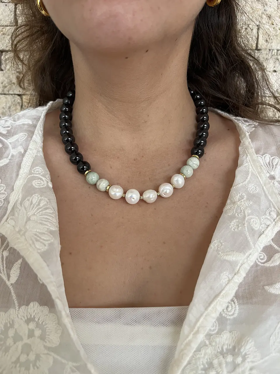 Collar maxi piedras negro 7