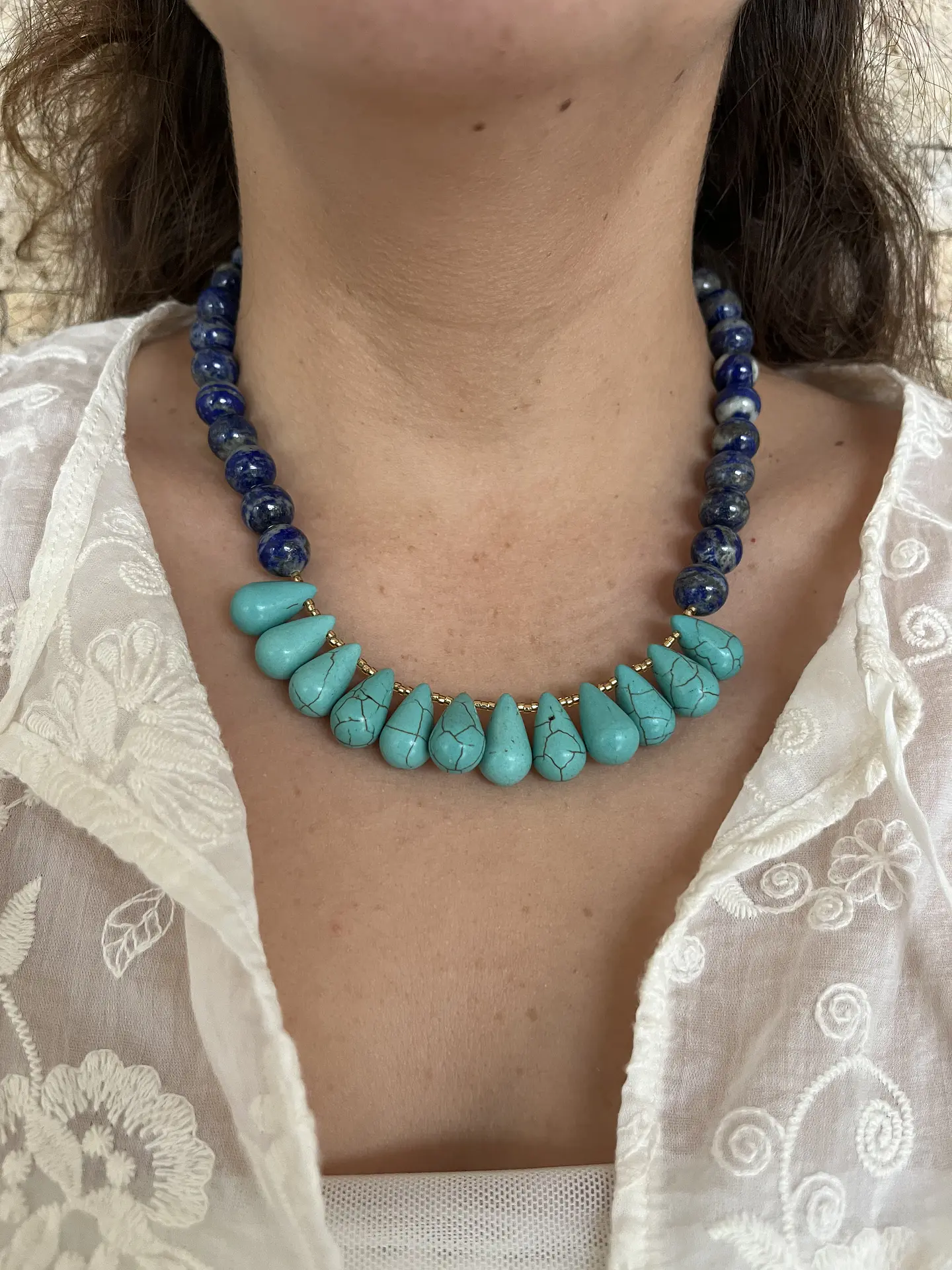 Collar piedra y gotas de piedra maxi 1
