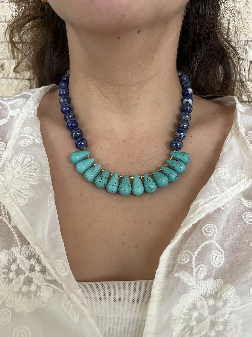 Collar piedra y gotas de piedra maxi 2