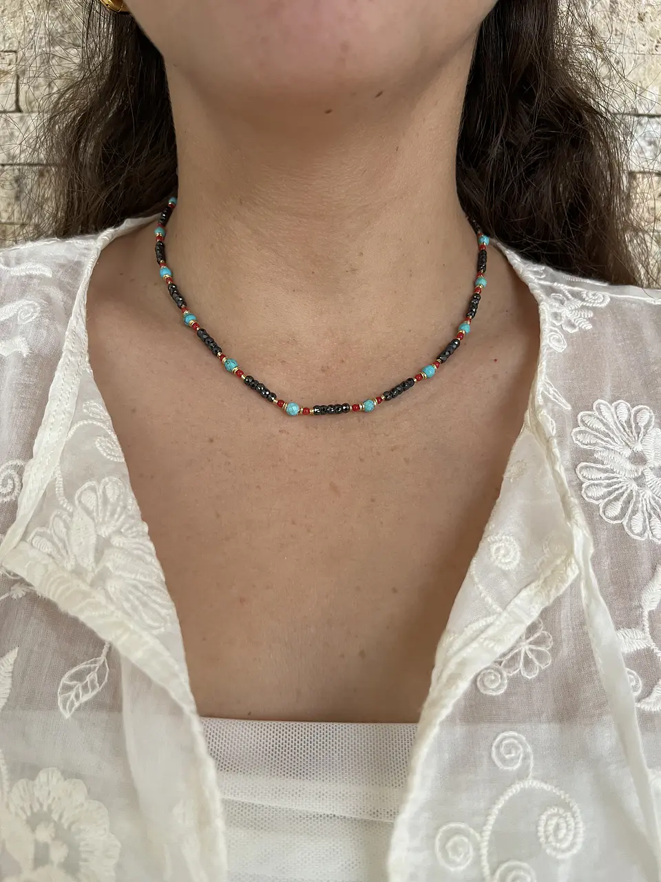 Collar basico piedras negro 2