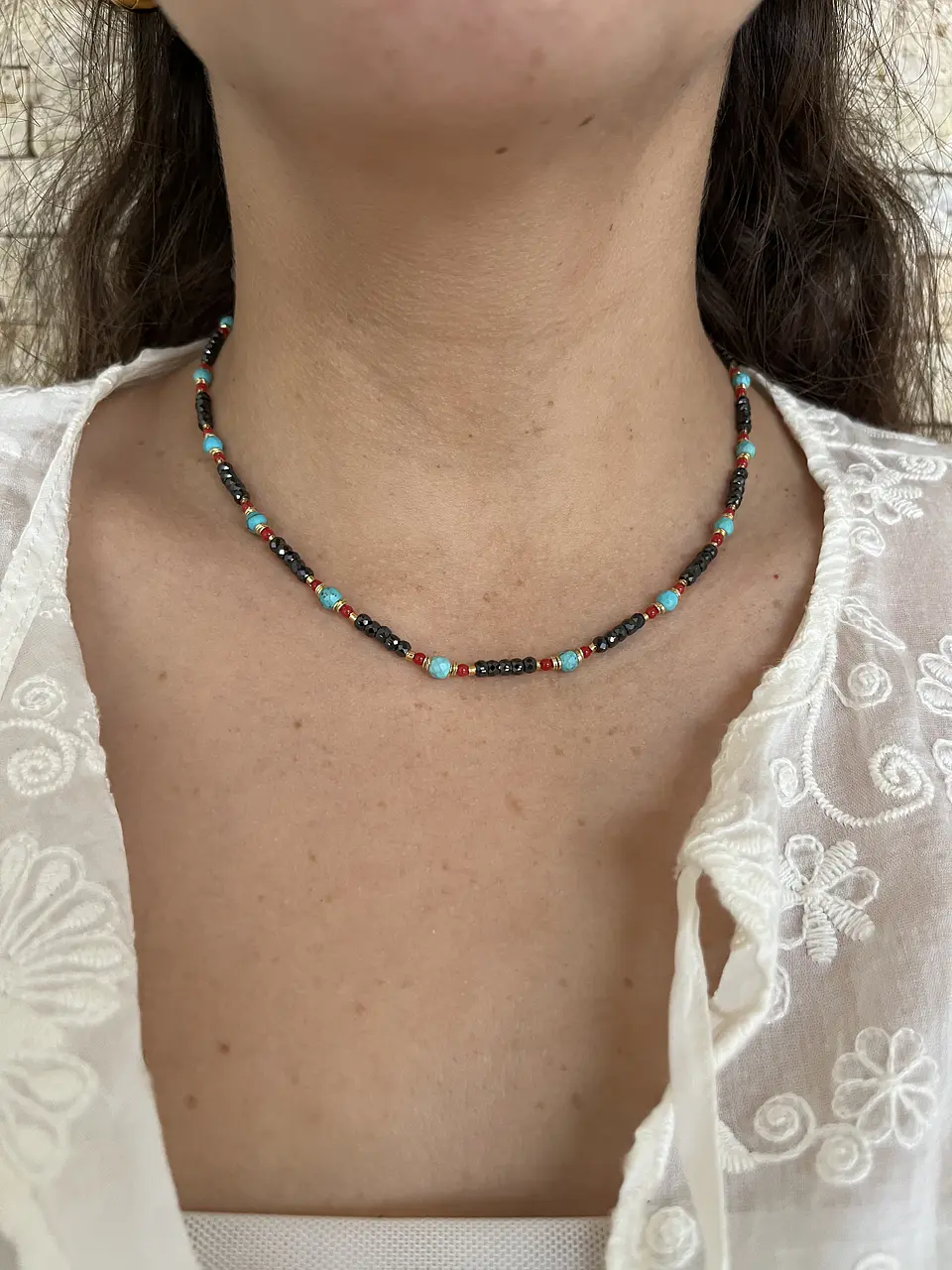 Collar basico piedras negro 3