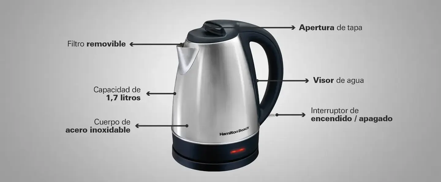 Hervidor Eléctrico - Hamilton Beach Acero Inoxidable 1,7 L  3