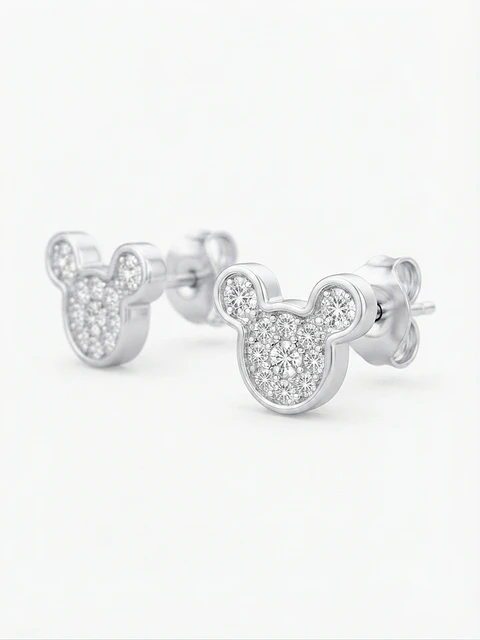 Mickey plateados - Swarovski Element 