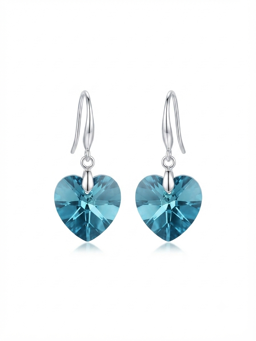 Aros colgante corazón azul - Element Swarovski 