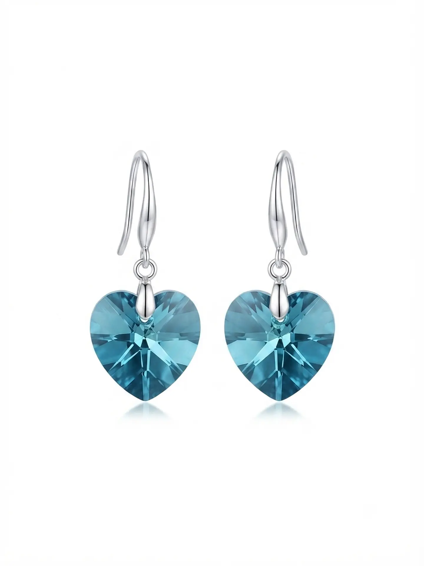 Aros colgante corazón azul - Element Swarovski  1