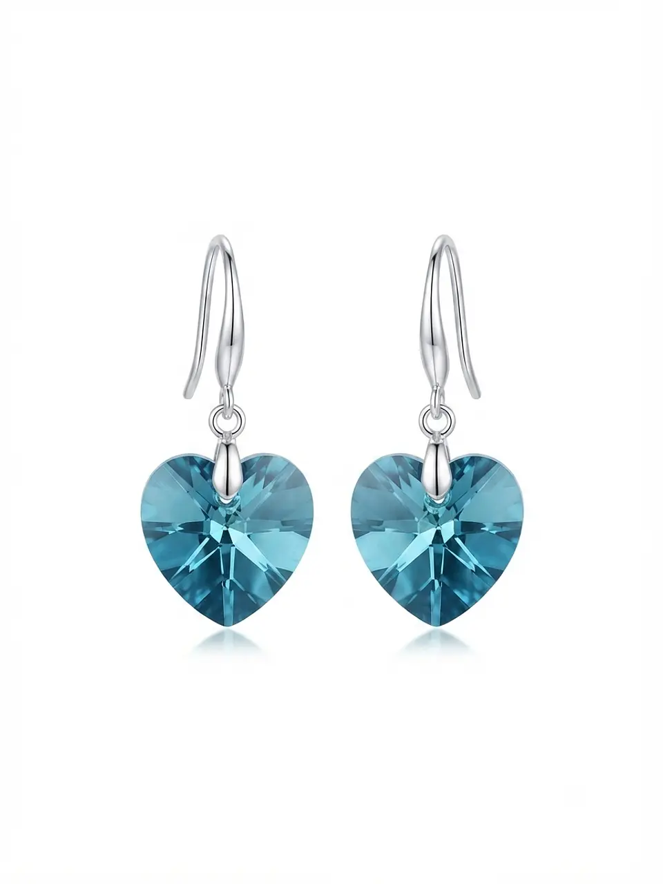 Aros colgante corazón azul - Element Swarovski  1