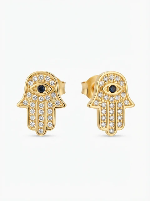 Aretes / Broqueles Hamsa con Circonias