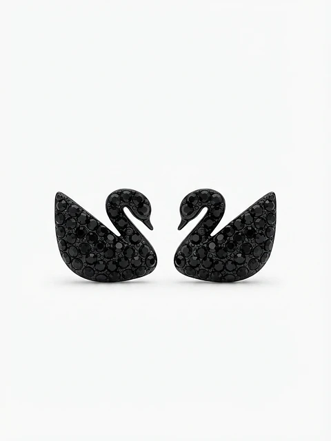Aros cisne negros (borde dorado) Element Swarovski 