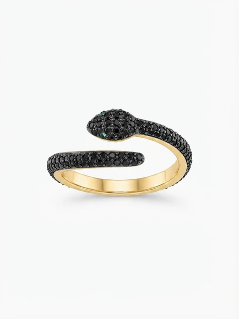 Anillo black snake - Element Swarovski 