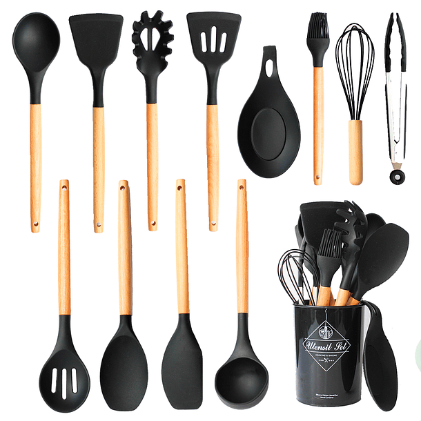 Set utensilios de cocina - negro