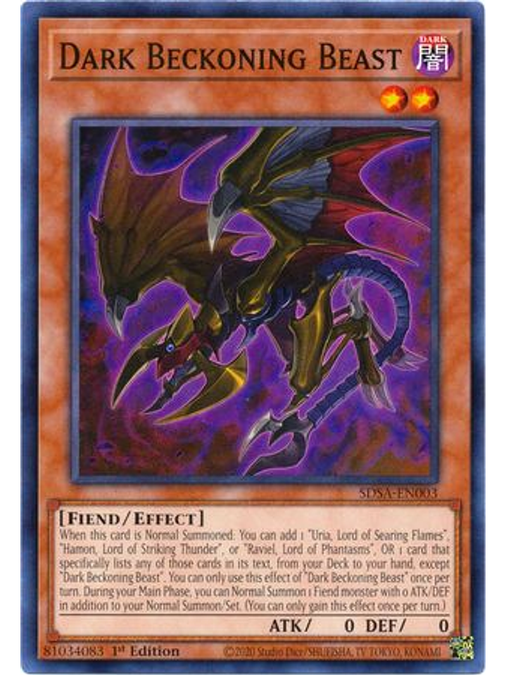 Dark Beckoning Beast - SDSA-EN003 - Common 1st Edition 1