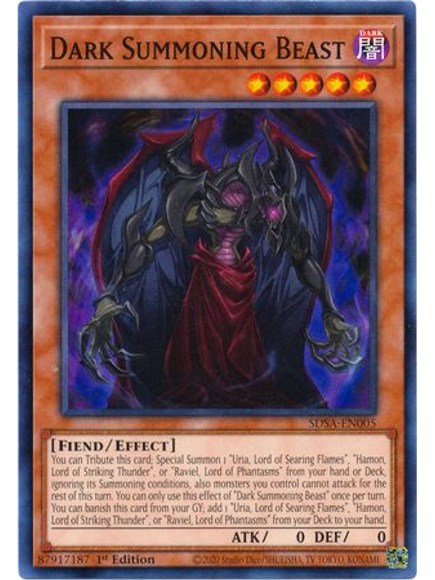Dark Summoning Beast - SDSA-EN005 - Common 1st Edition 1