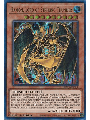Hamon, Lord of Striking Thunder - SDSA-EN043 - Ultra Rare 1st Edition
