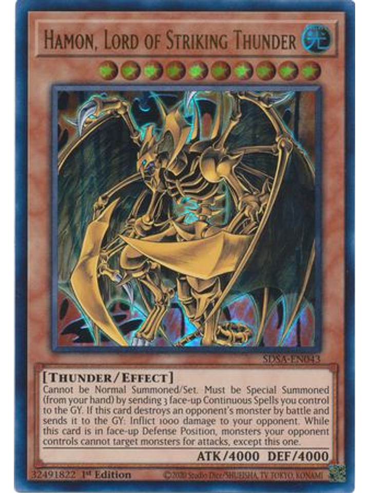 Hamon, Lord of Striking Thunder - SDSA-EN043 - Ultra Rare 1st Edition 1