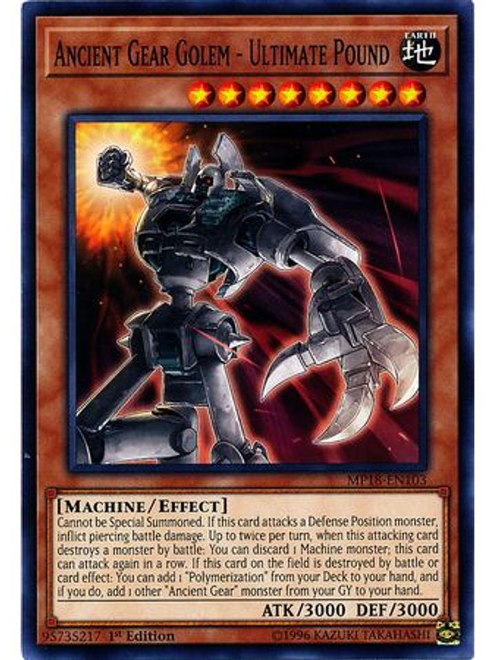 Ancient Gear Golem - Ultimate Pound - MP18-EN103 - Common 1st Edition 1