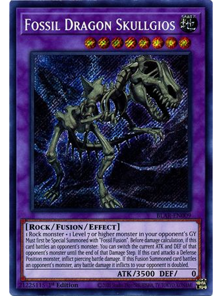 Fossil Dragon Skullgios - BLAR-EN009 - Secret Rare 1st Edition 1