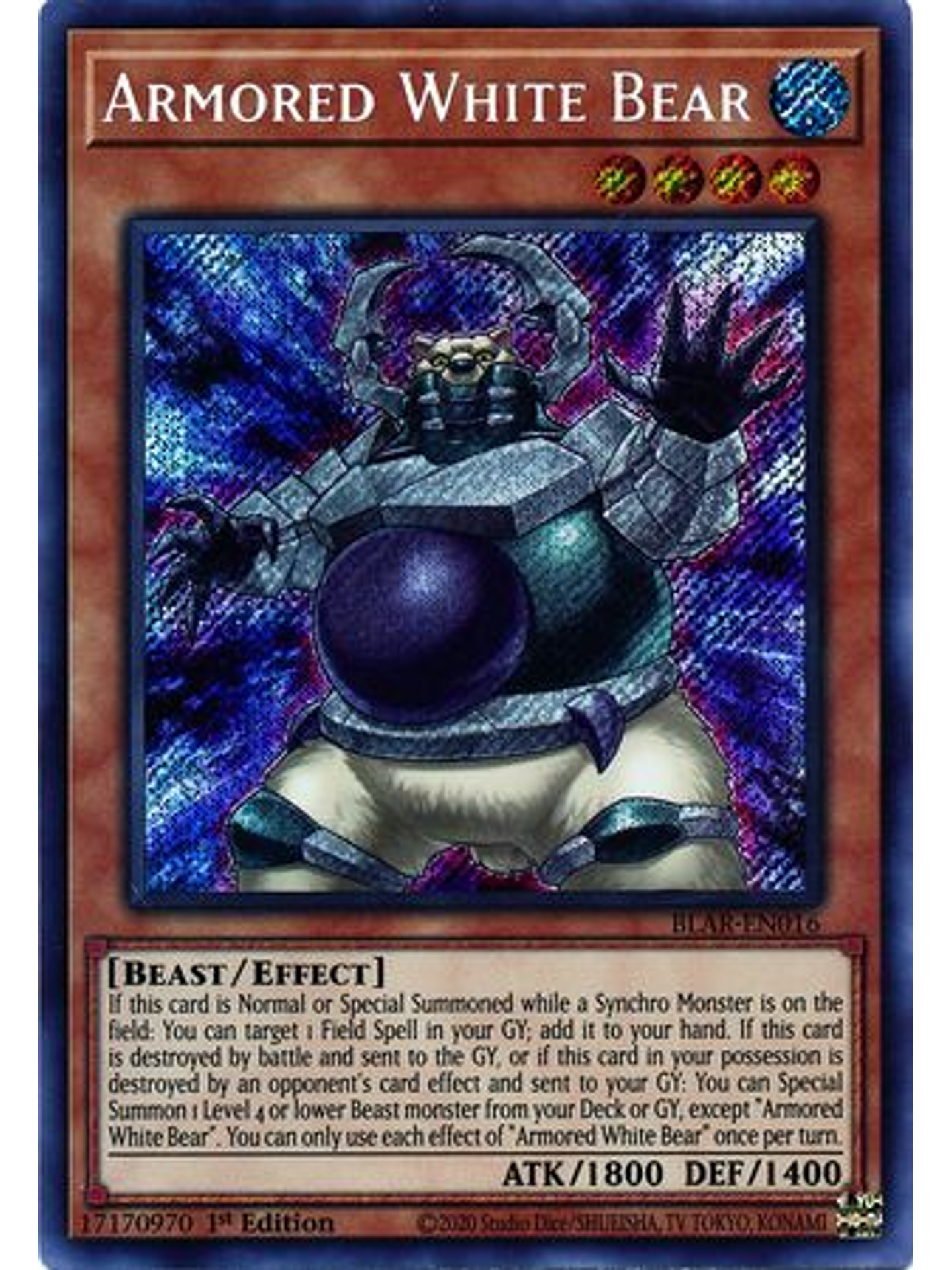 Armored White Bear - BLAR-EN016 - Secret Rare 1st Edition 1