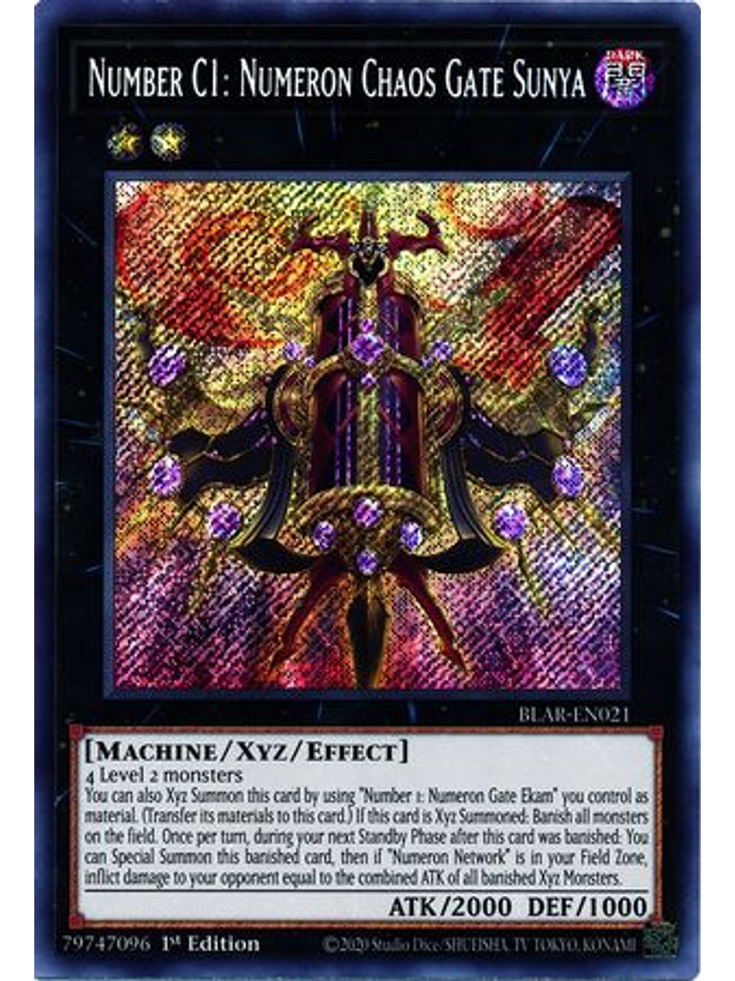 Number C1: Numeron Chaos Gate Sunya - BLAR-EN021 - Secret Rare 1st Edition 1