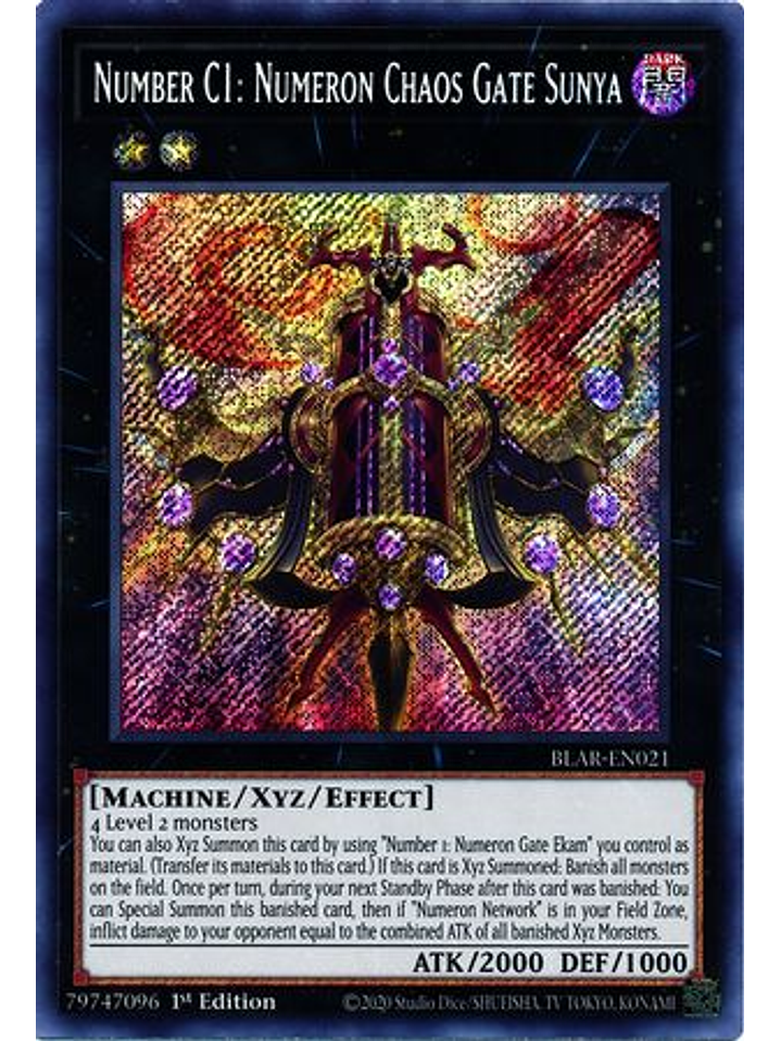 Number C1: Numeron Chaos Gate Sunya - BLAR-EN021 - Secret Rare 1st Edition 1