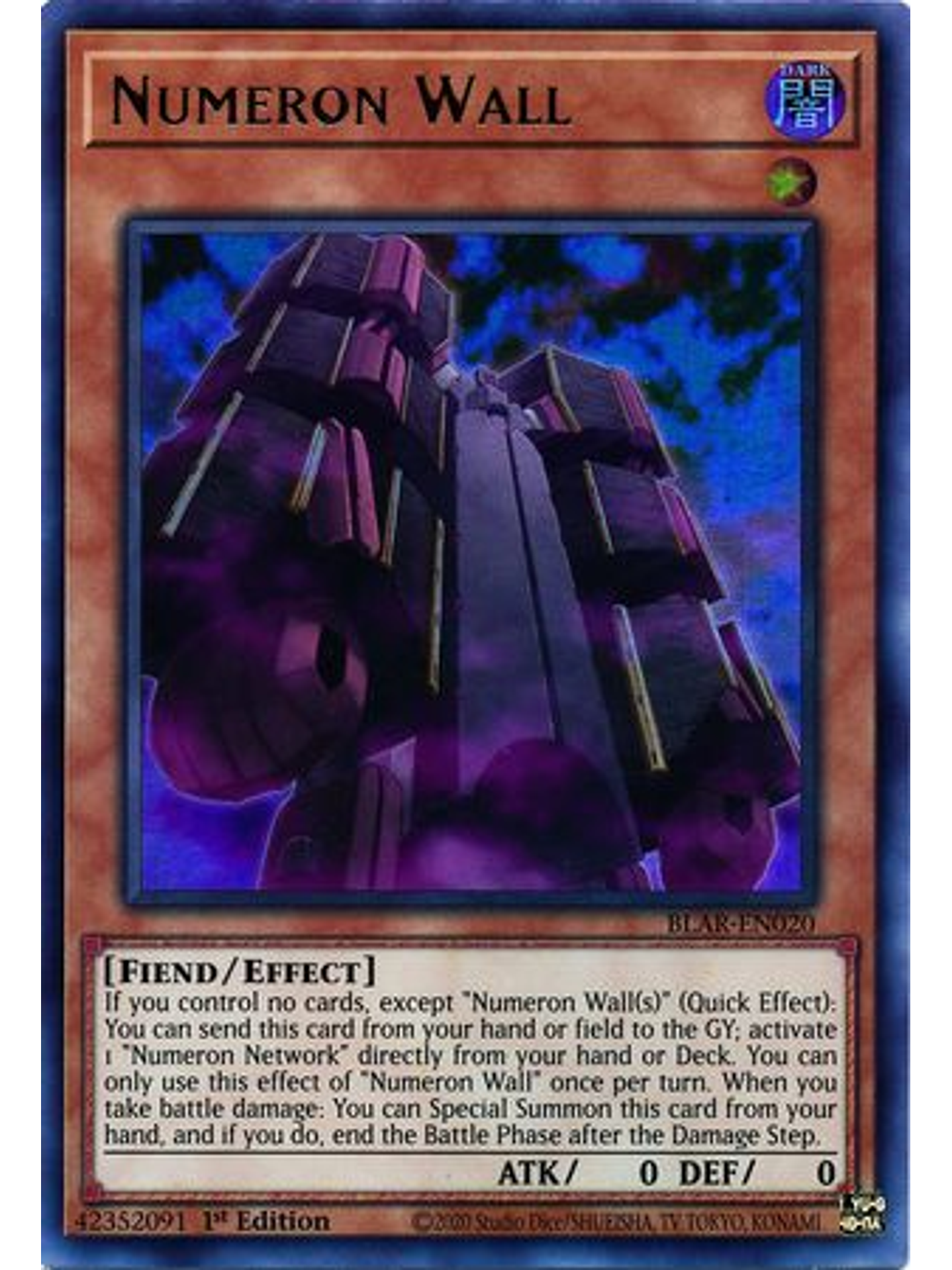 Numeron Wall - BLAR-EN020 - Ultra Rare 1st Edition 1