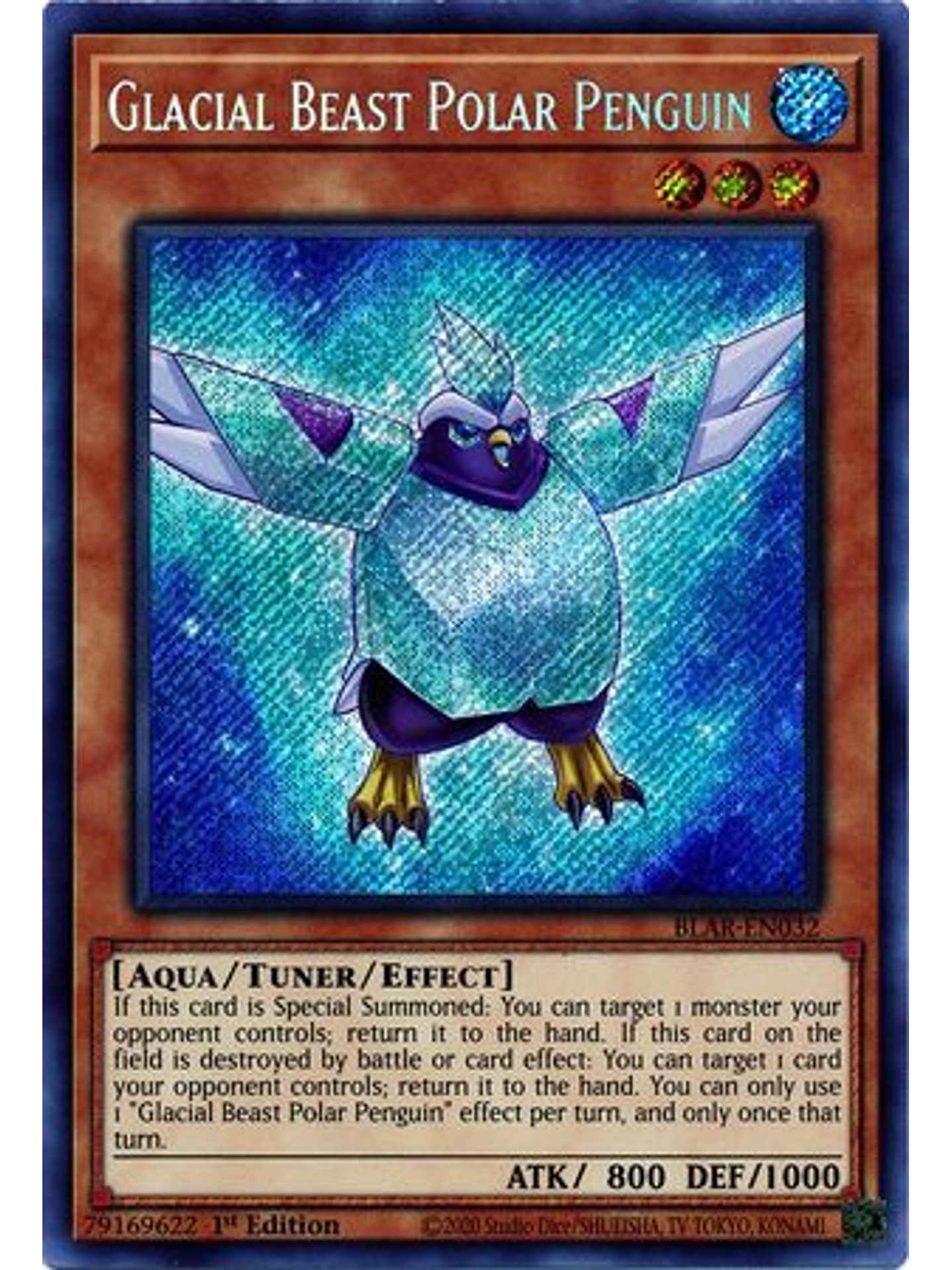 Glacial Beast Polar Penguin - BLAR-EN032 - Secret Rare 1st Edition 1