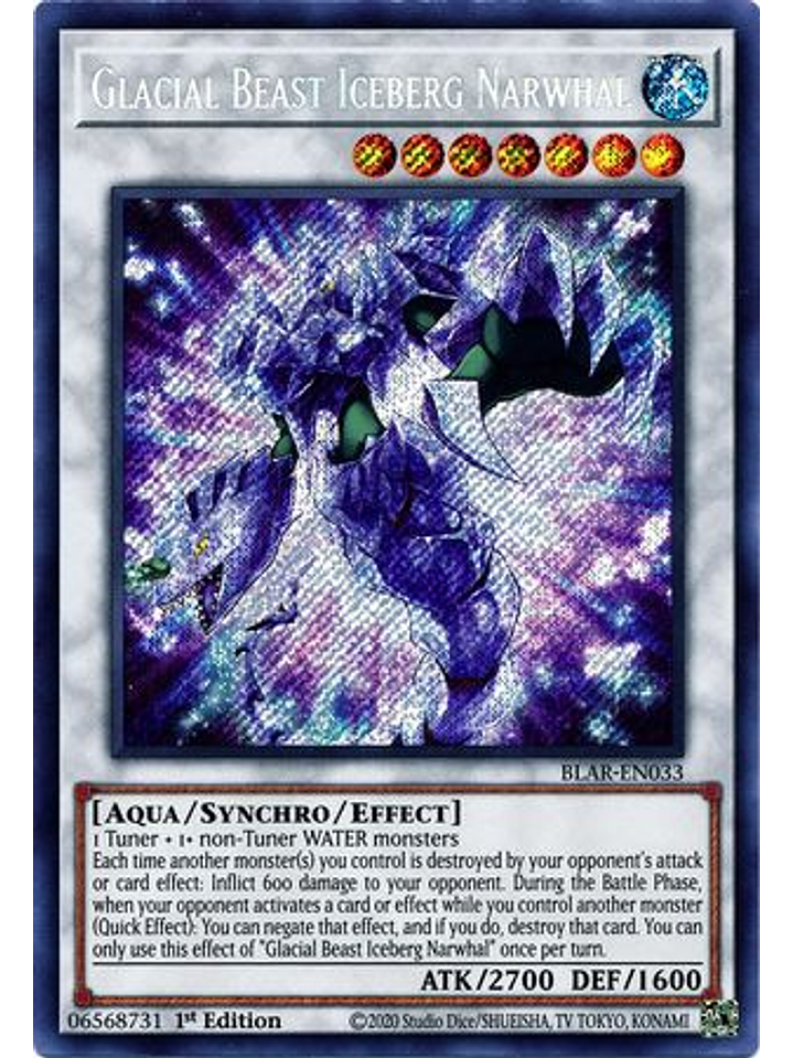 Glacial Beast Iceberg Narwhal - BLAR-EN033 - Secret Rare 1st Edition 1