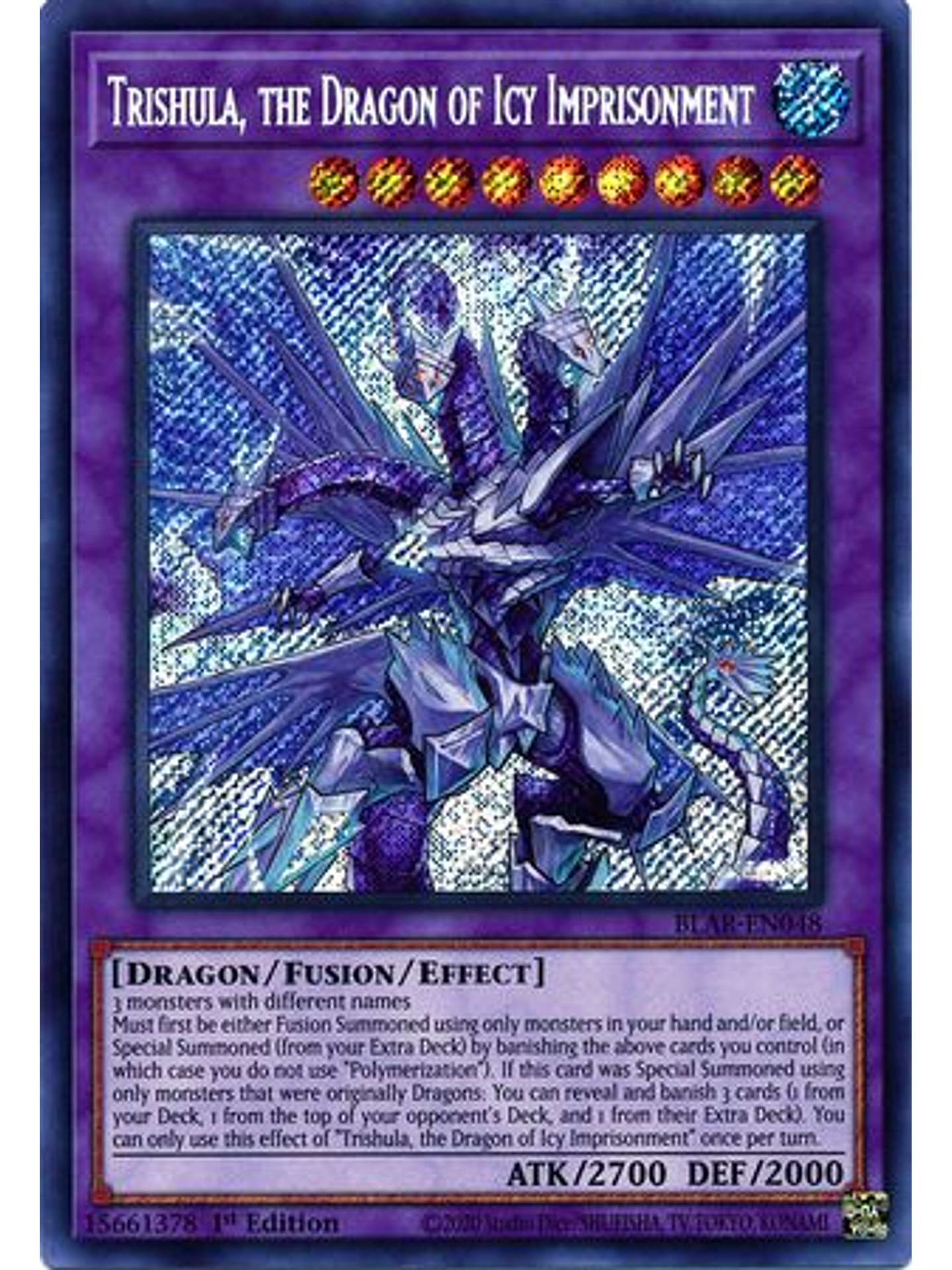 Trishula, the Dragon of Icy Imprisonment - BLAR-EN048 - Secret Rare 1st Edition 1