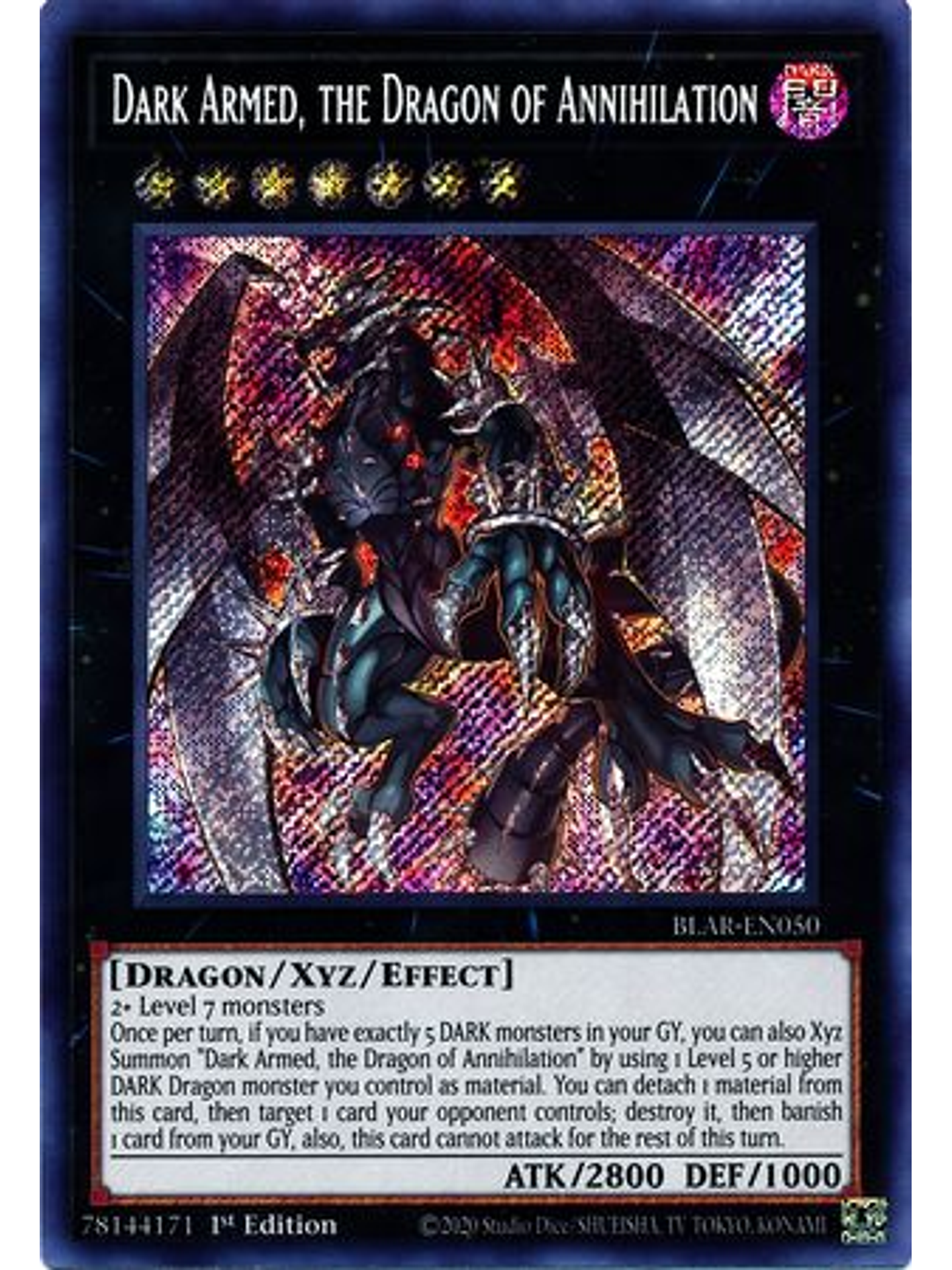 Dark Armed, the Dragon of Annihilation - BLAR-EN050 - Secret Rare 1st Edition 1