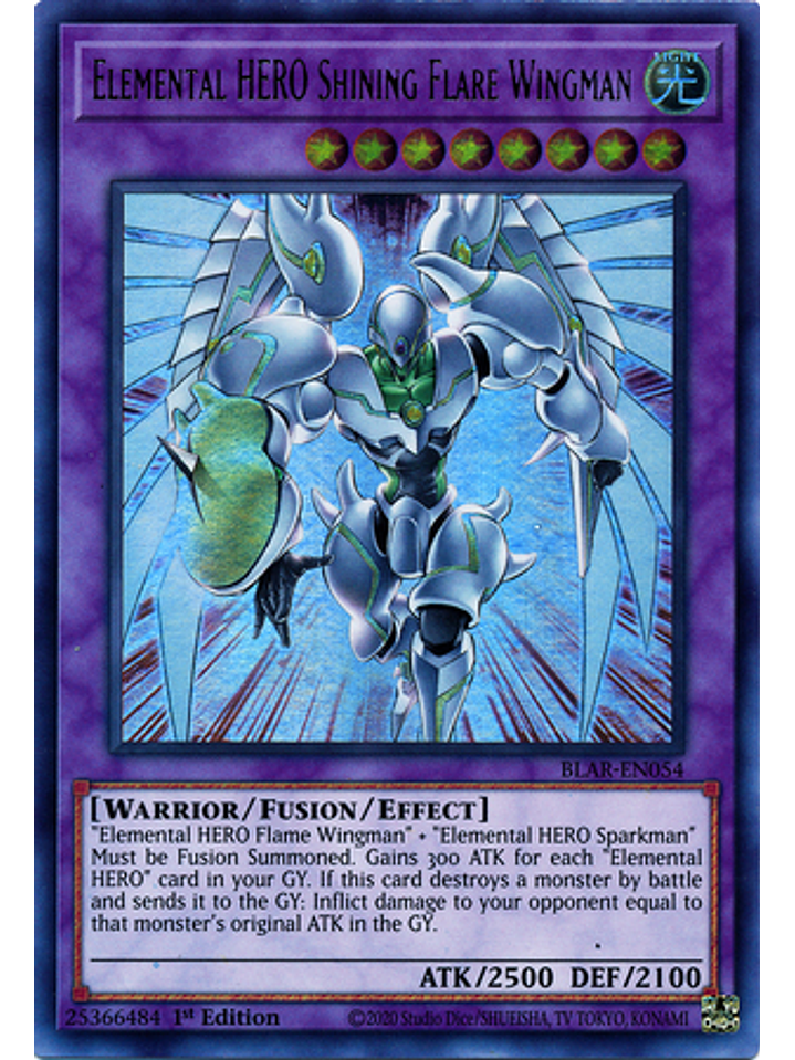 Elemental HERO Shining Flare Wingman - BLAR-EN054 - Ultra Rare 1st Edition 1