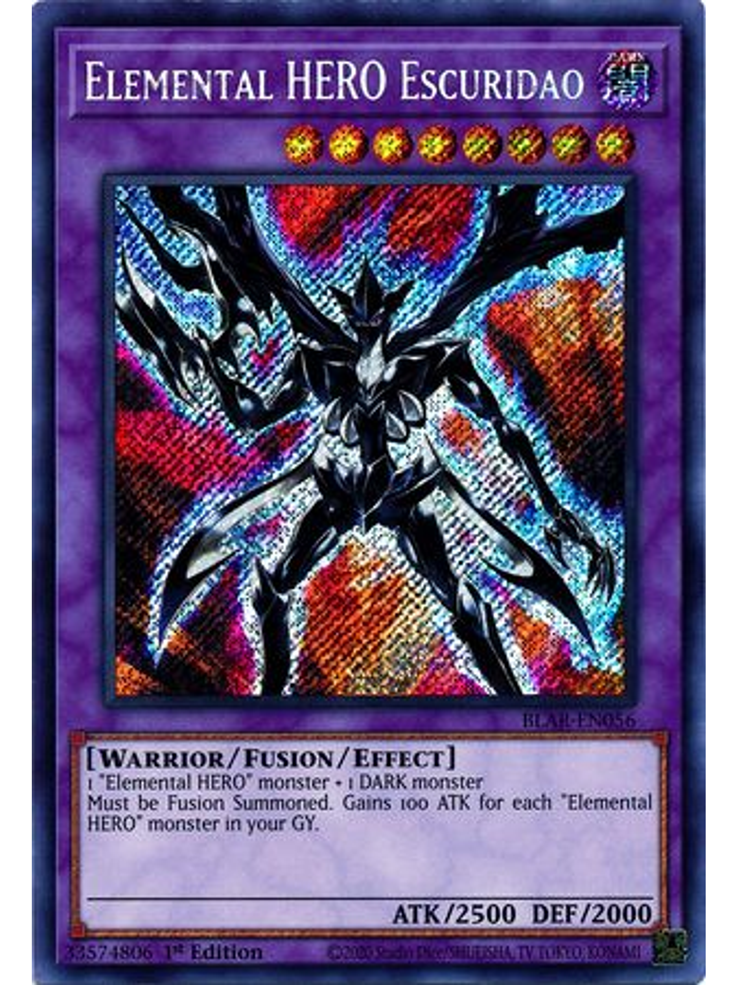 Elemental HERO Escuridao - BLAR-EN056 - Secret Rare 1st Edition 1