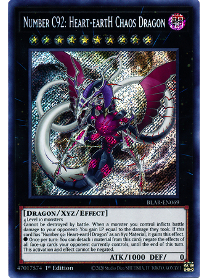 Number C92: Heart-eartH Chaos Dragon - BLAR-EN069 - Secret Rare 1st Edition 1