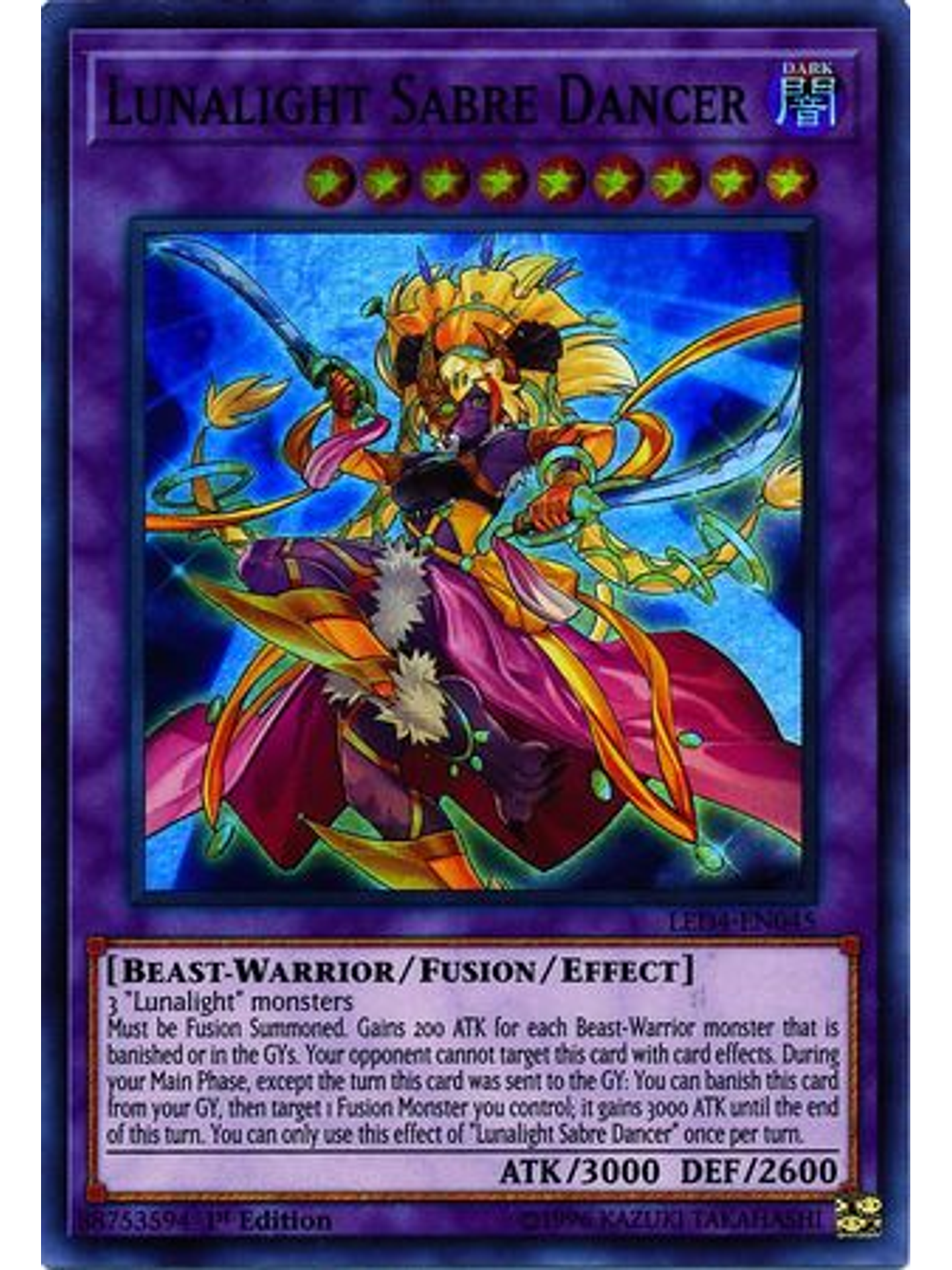 Lunalight Sabre Dancer - LED4-EN045 - Super Rare 1st Edition 1