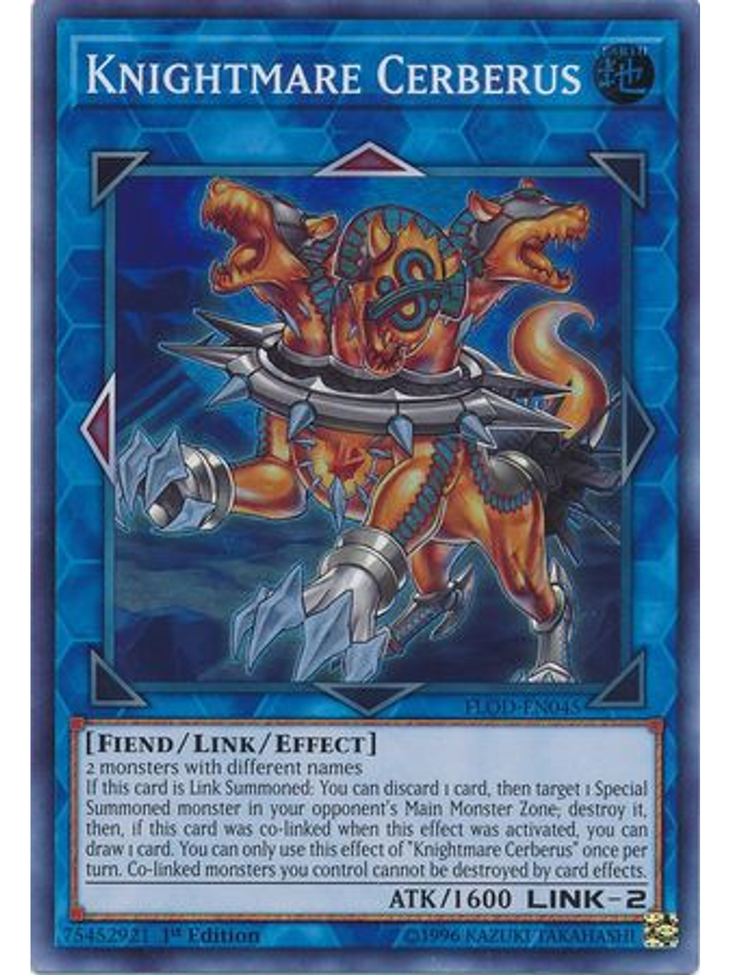 Knightmare Cerberus - FLOD-EN045 - Super Rare 1st Edition 1