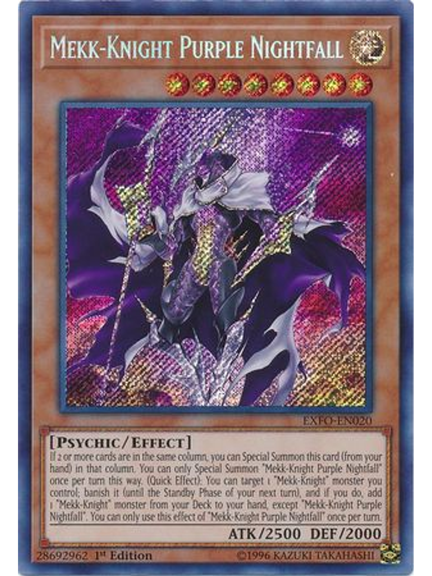 Mekk-Knight Purple Nightfall - EXFO-EN020 - Secret Rare 1st Edition 1