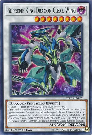 Supreme King Dragon Clear Wing - COTD-EN039 - Rare 1st Edition
