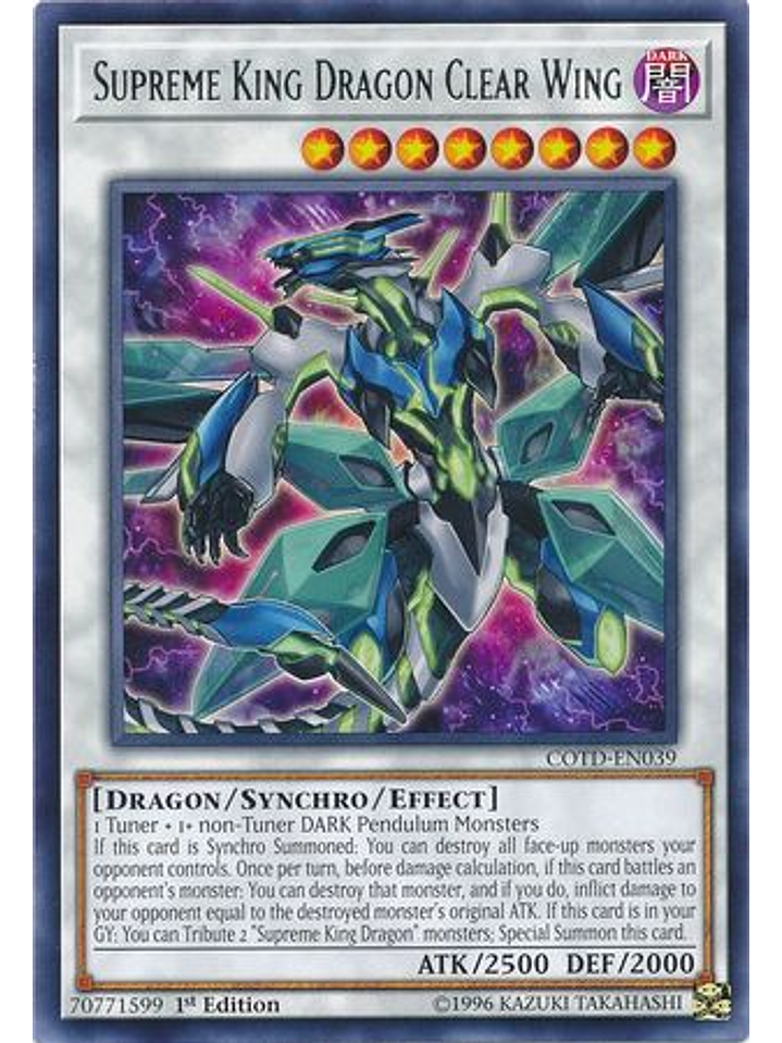 Supreme King Dragon Clear Wing - COTD-EN039 - Rare 1st Edition 1